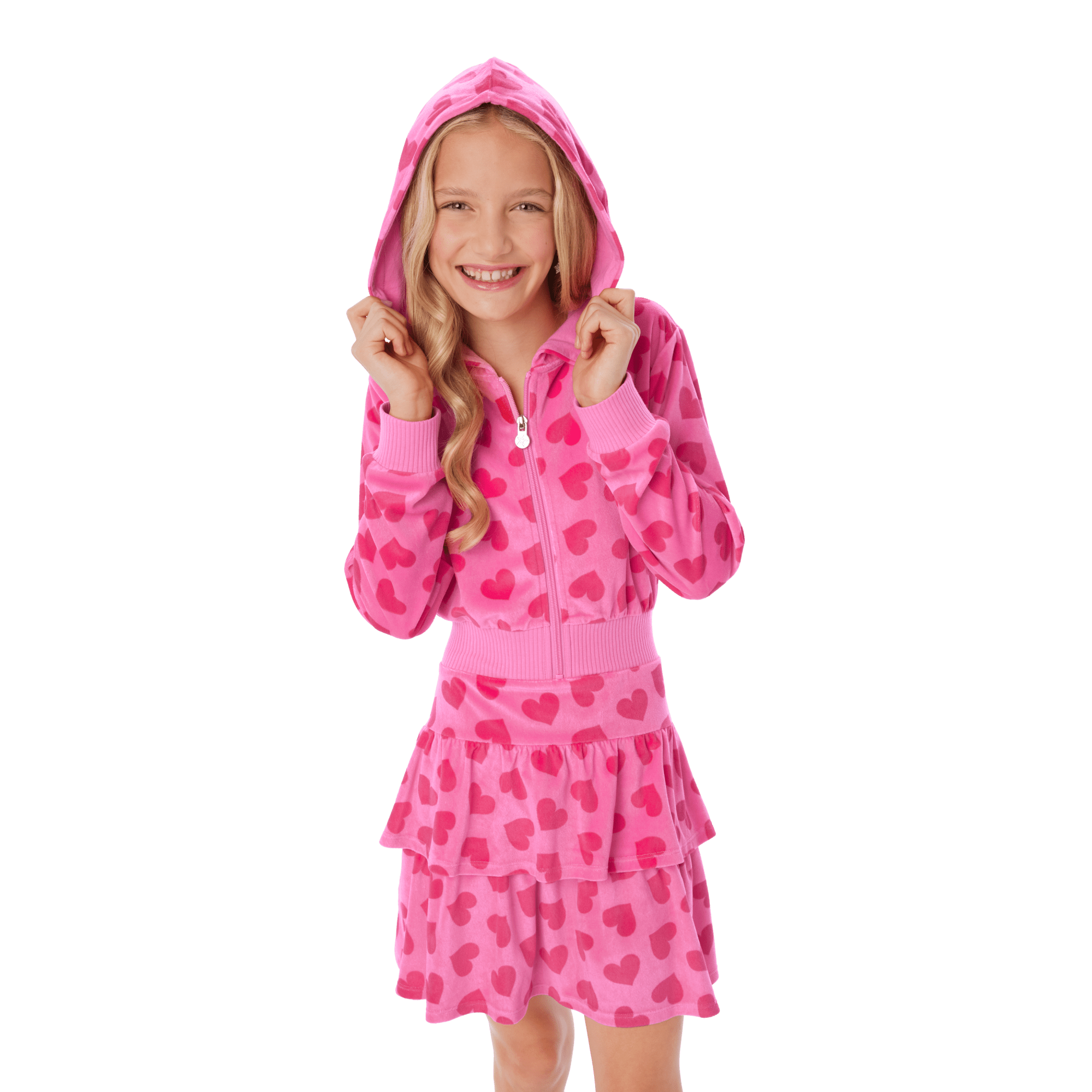 Pink Hearts Hoodie Dress for Girls & 18-inch Dolls - Image 17
