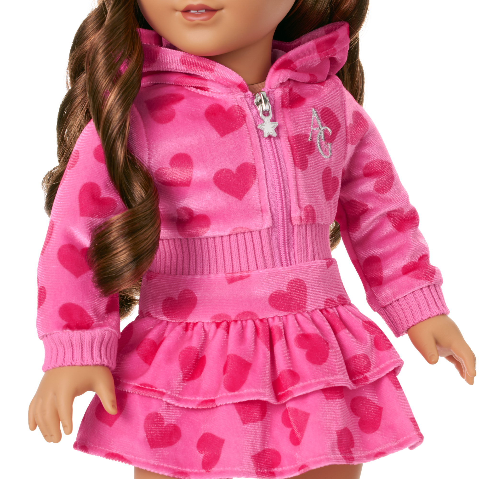 Pink Hearts Hoodie Dress for Girls & 18-inch Dolls - Image 11
