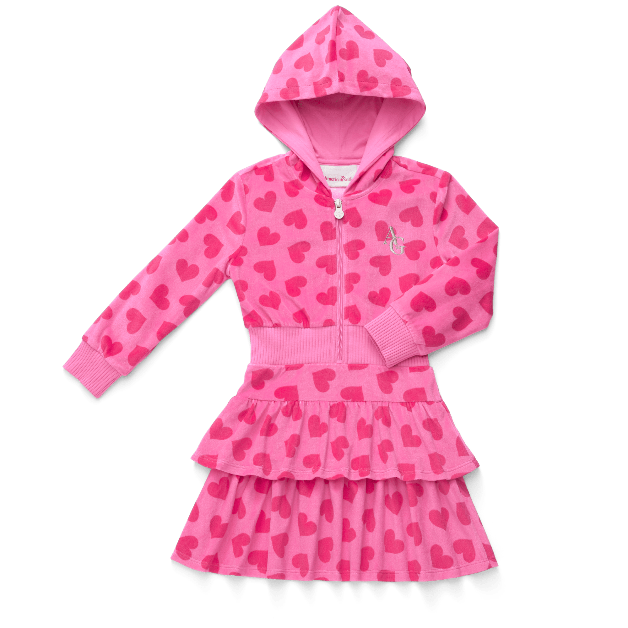 Pink Hearts Hoodie Dress for Girls & 18-inch Dolls - Image 23