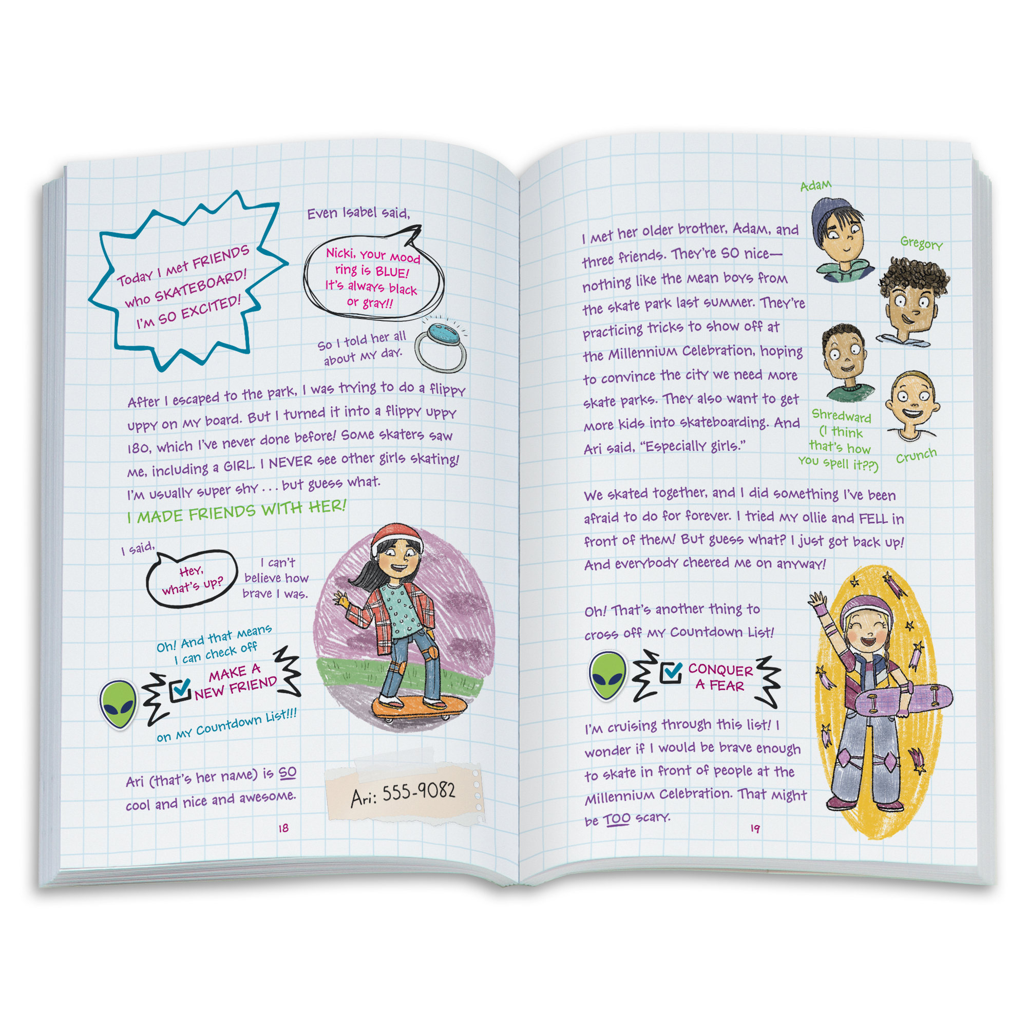’90s Twins Nicki’s™ Skateboarding Gift Set (Historical Characters) - Image 9