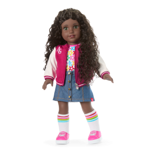 Truly Me™ 18-inch Doll #127 with curly dark-brown hair