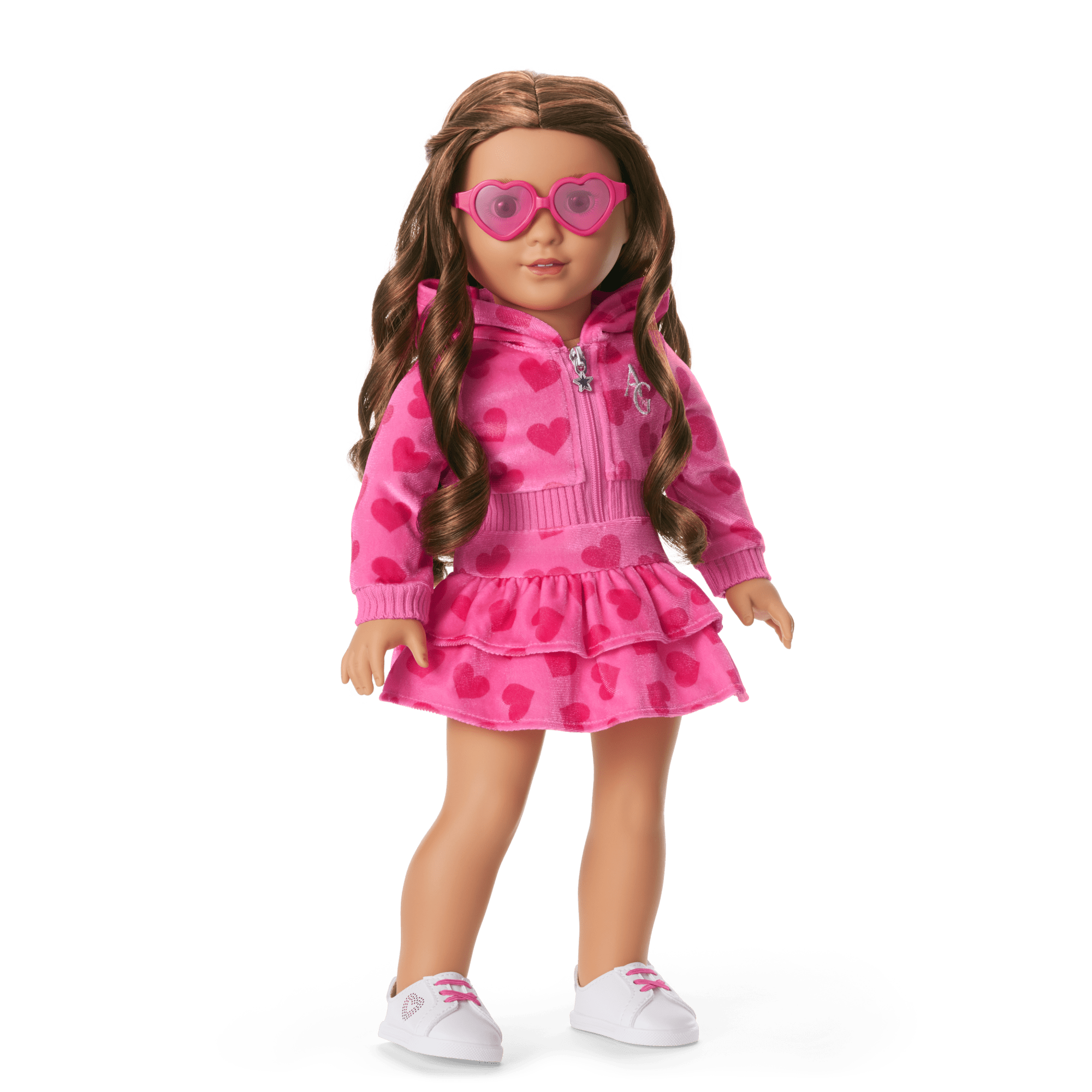 Pink Hearts Hoodie Dress for Girls & 18-inch Dolls - Image 7