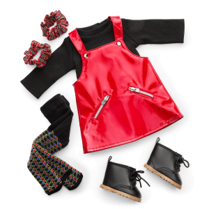 Nicki’s™ Red Vinyl Jumper Outfit for 18-inch Dolls (Historical Characters)